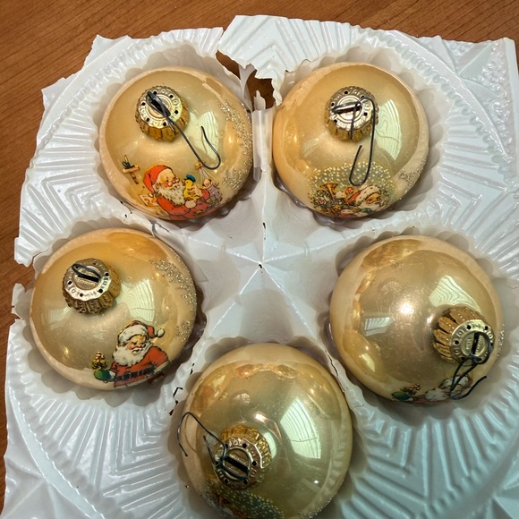 VTG Kurt S. Adler 5 Gold Hand Painted Santa Claus Glass Ornaments Santas World - Picture 3 of 10
